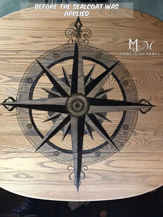 hand stained compass rose table, flowers, gardening, painted furniture, repurposing upcycling