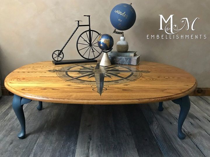 hand stained compass rose table, flowers, gardening, painted furniture, repurposing upcycling