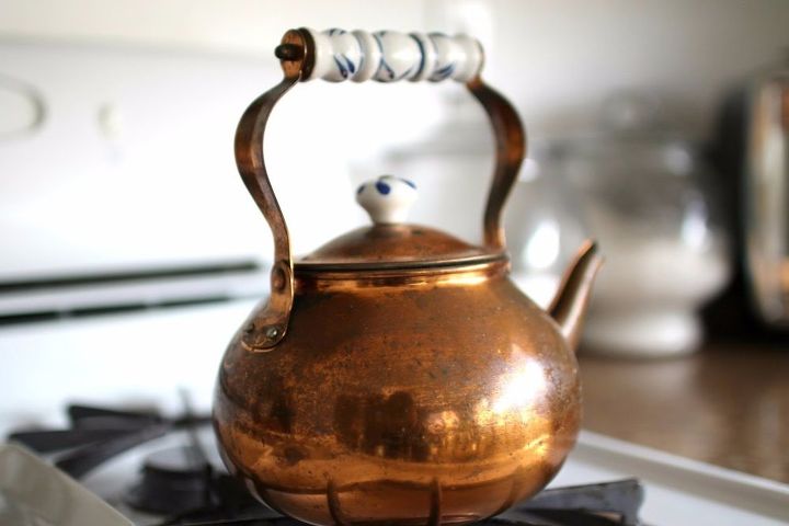 how to clean copper antique copper tea kettle, cleaning tips, how to, repurposing upcycling