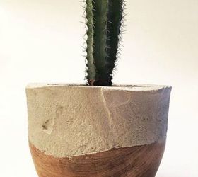 14 stunning ways to add cement to your home decor, Add it to a wood bowl to use as planters