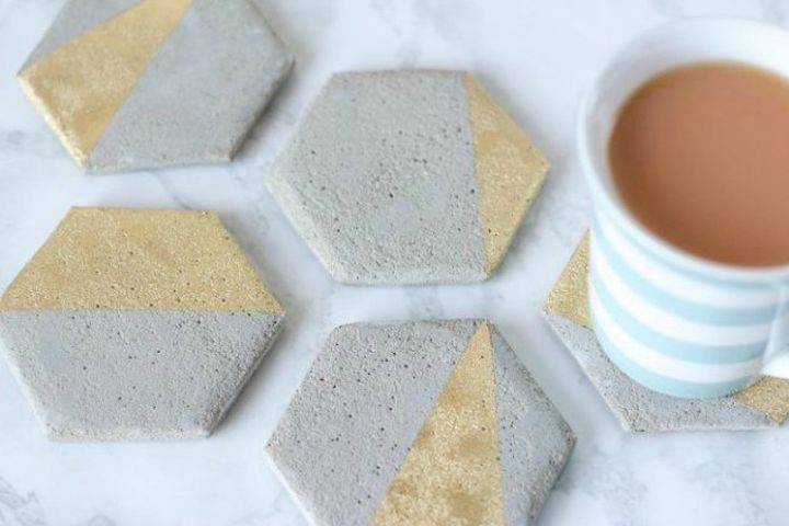 14 stunning ways to add cement to your home decor, Make it into cool hexagon coasters