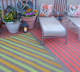 12 easy ways to upgrade your rug in less than 2 hours, Spray paint it with graphic colors