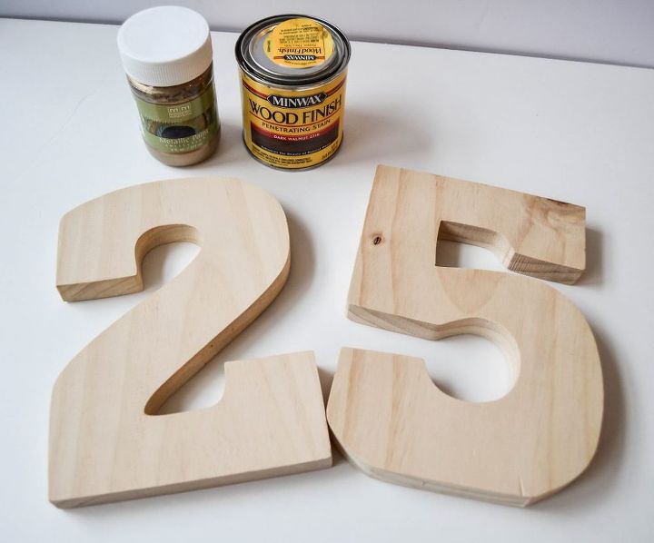 wood craft numbers become gold dipped bookends, crafts