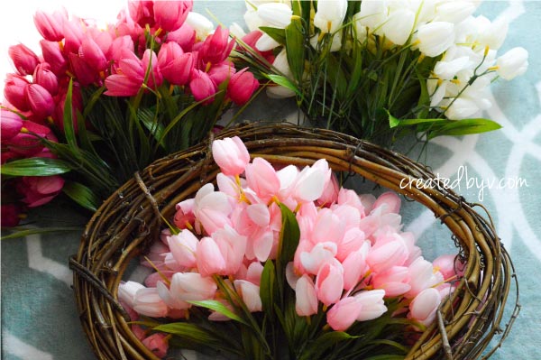 guirnalda de tulipanes de primavera diy