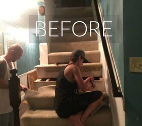 say goodbye to your carpet stairs with these brilliant transformations, Before A boring plain jane staircase
