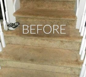 say goodbye to your carpet stairs with these brilliant transformations, Before Dingy and drab carpet