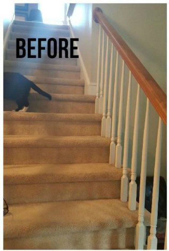 say goodbye to your carpet stairs with these brilliant transformations, Before Your standard carpet