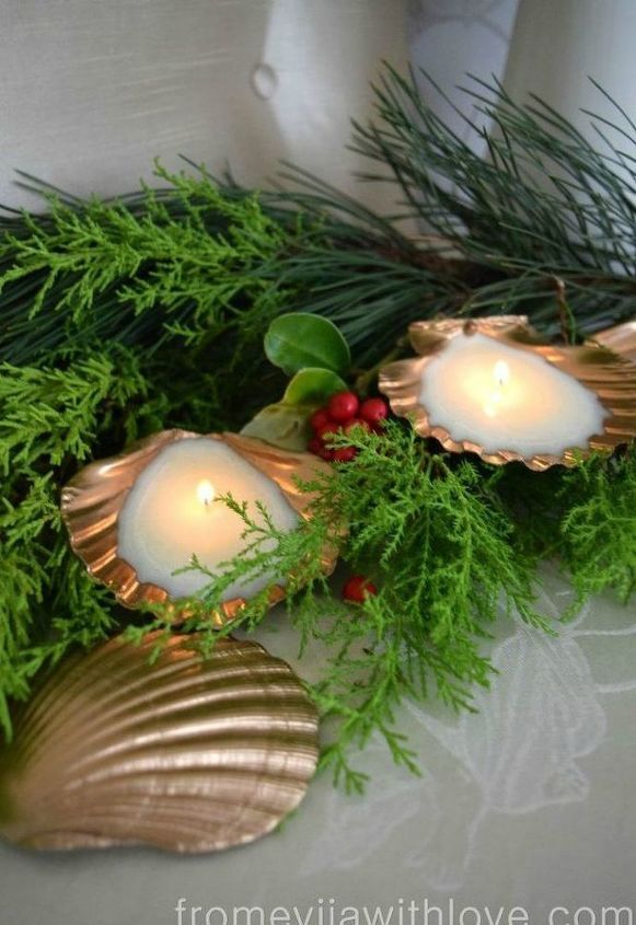15 gorgeous homemade candle ideas you re going to want to try, These golden seashell candles