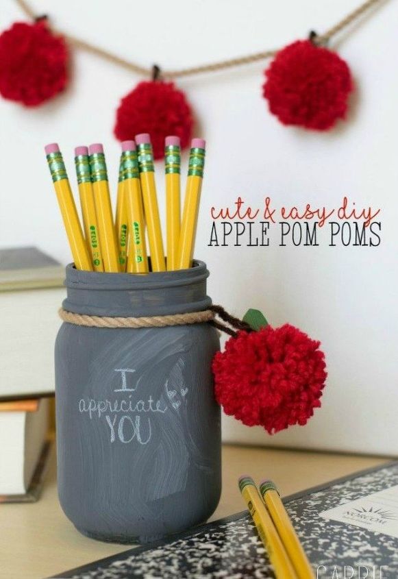 s yarn bomb your home with these 18 adorable ideas, home decor, Add pom pom to your mason jars