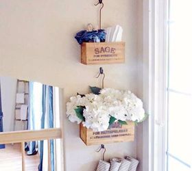 add more kitchen space with these 13 brilliant hook hacks, Attach vintage herb crates to coat hooks