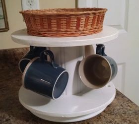 make a coffee station out of a small cable wire spool, painted furniture