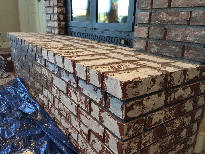 bricks distress age hot to, concrete masonry, fireplaces mantels, how to, painting, repurposing upcycling