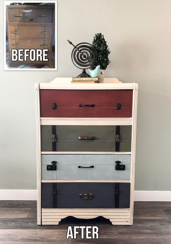 the suitcase dresser, painted furniture