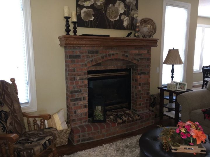 q any suggestions for an update on pictured fireplace, fireplaces mantels