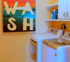 11 ways to update your dark and dingy laundry room for under 100, Add some bright and colorful art