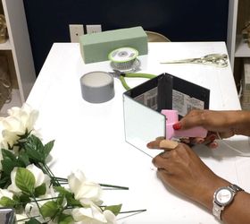 how to make a glam mirror box with floral arrangement