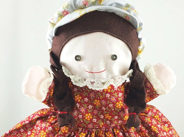 rag doll puppet inspired by little house on the prairie, Gorgeous doll with button eyes