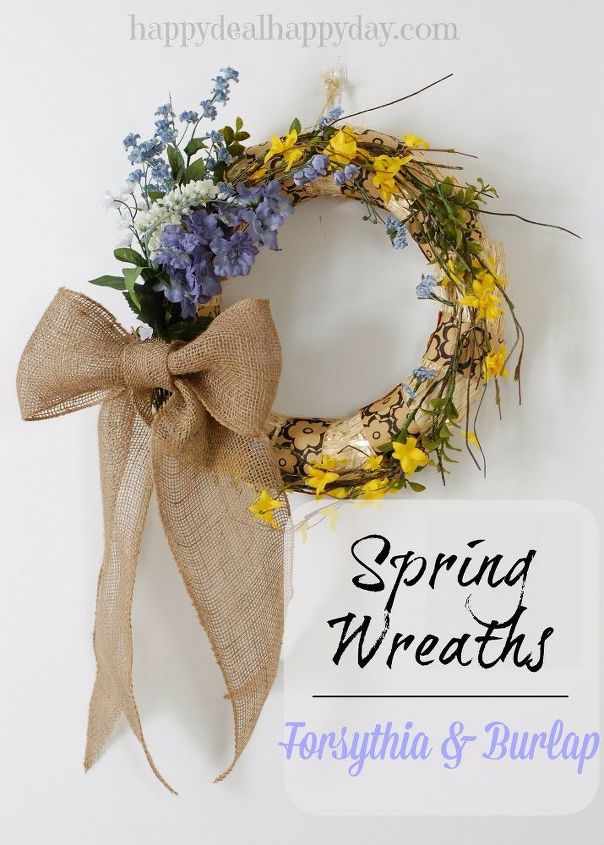 spring wreaths with forsythia burlap, crafts, wreaths