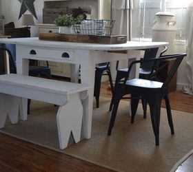 dining table bench refinish with country chic paint, outdoor furniture, painted furniture