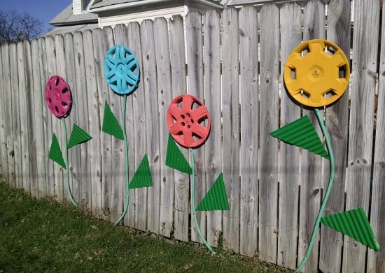 mostly free colorful decor for a blah privacy fence, fences, home decor