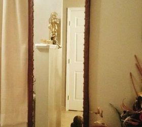 transform your standing mirror with these 11 stunning ideas, Add gold studs vinyl wrapping to the frame