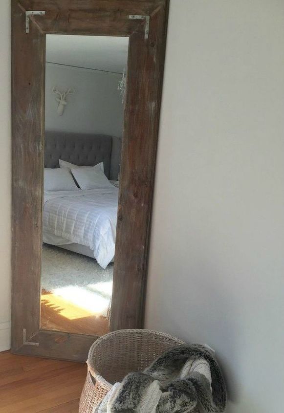 transforma tu espejo de pie con estas 11 impresionantes ideas, Coloca tablones de madera para conseguir un espejo r stico
