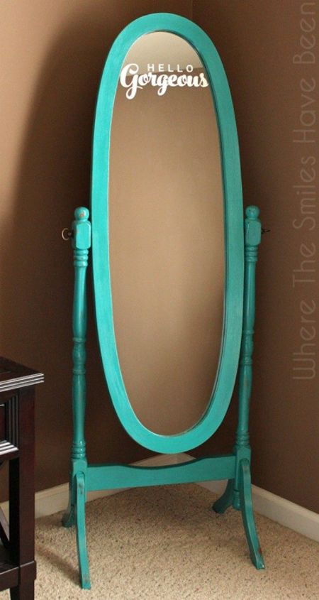 transform your standing mirror with these 11 stunning ideas, Paint it a bright color with etched letters
