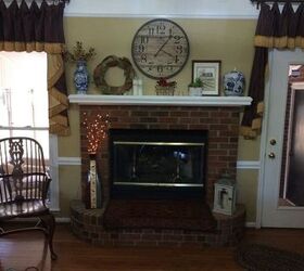 i love my updated brick fireplace, concrete masonry, fireplaces mantels, My fireplace before I removed my decor