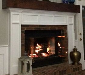 i love my updated brick fireplace, concrete masonry, fireplaces mantels, All done
