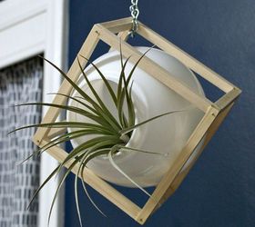 s 15 ways you never thought of using light fixtures in your home, home decor, Build a chic modern globe planter
