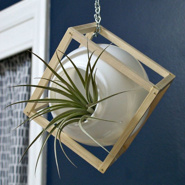 s 15 ways you never thought of using light fixtures in your home, home decor, Build a chic modern globe planter