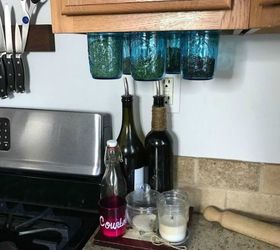 s get rid of kitchen countertop clutter with 13 clever mason jar ideas, countertops, kitchen design, mason jars, organizing, Pluck your dry spices from the cabinets