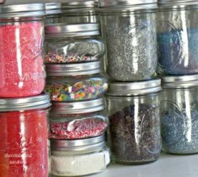 s get rid of kitchen countertop clutter with 13 clever mason jar ideas, countertops, kitchen design, mason jars, organizing, Showcase don t stash your baking sprinkles