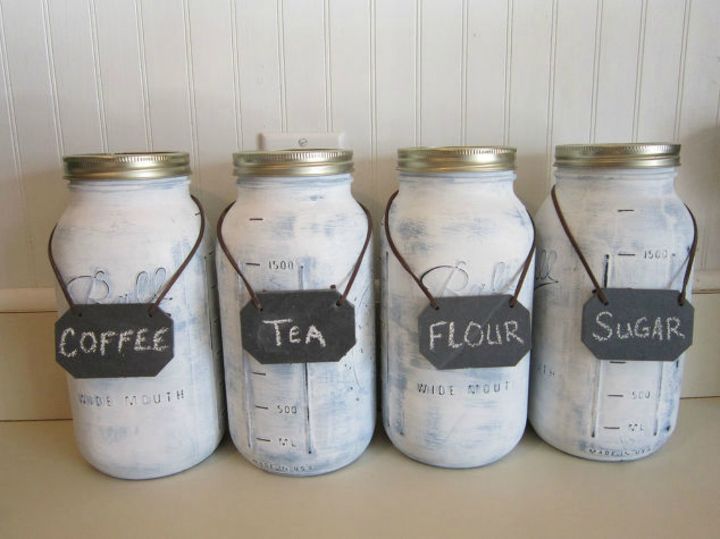 s get rid of kitchen countertop clutter with 13 clever mason jar ideas, countertops, kitchen design, mason jars, organizing, Make pretty containers for your coffee