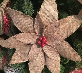 s save those torn curtains for these 11 brilliant ideas, home decor, window treatments, Cut it into a burlap poinsettia