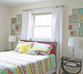 s save those torn curtains for these 11 brilliant ideas, home decor, window treatments, Frame them into a fabric gallery wall