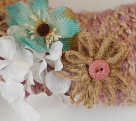 diy yarn wreath with twine flowers, crafts, gardening, wreaths