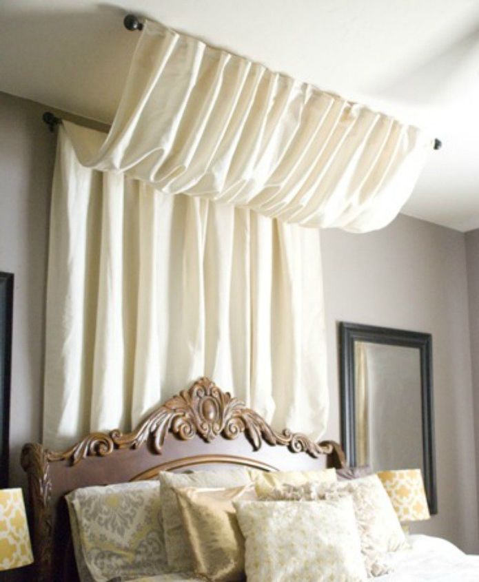 s get the bedroom of your dreams with these awesome fabric ideas, bedroom ideas, reupholster, Hang a luxurious bed canopy