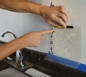 how to stencil a faux tile backsplash, how to, kitchen backsplash, kitchen design