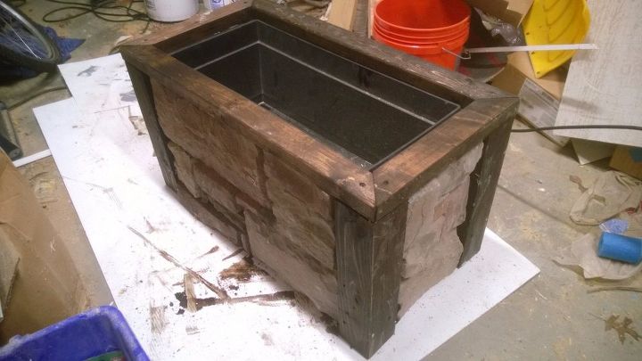 diy faux stone raised planter, concrete masonry, gardening