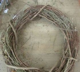 easy diy spring wreath, crafts, wreaths, Adding the dried flowers to the wreath