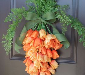 9 cute ways to decorate your front porch for easter, 3 Carrot door decoration