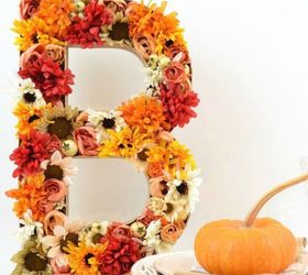 tired of wreaths here are 11 cute ways to decorate with faux flowers, Fill a cardboard letter with summer blooms