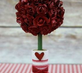 tired of wreaths here are 11 cute ways to decorate with faux flowers, Form a mini rose topiary for your end table