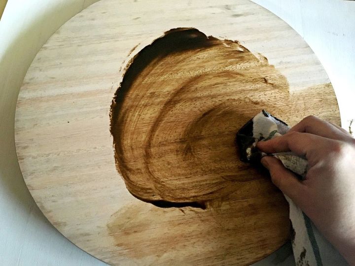 upcycled lazy susan from an old stool
