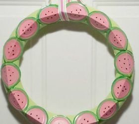 s 14 awesome things you didn t know you could do with jar and tin lids, Bend them into a watermelon wreath