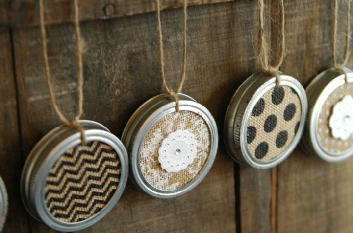 s 14 awesome things you didn t know you could do with jar and tin lids, Decorate them with some burlap