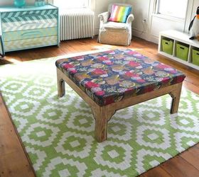s 12 gorgeous ottoman ideas that will make you want to put your feet up, painted furniture, Reimagine a table as an ottoman with fabric