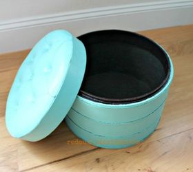 s 12 gorgeous ottoman ideas that will make you want to put your feet up, painted furniture, Paint over a vinyl poof for effect