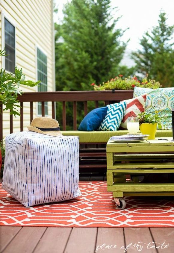 s 12 gorgeous ottoman ideas that will make you want to put your feet up, painted furniture, Pick your favorite fabric and fill it